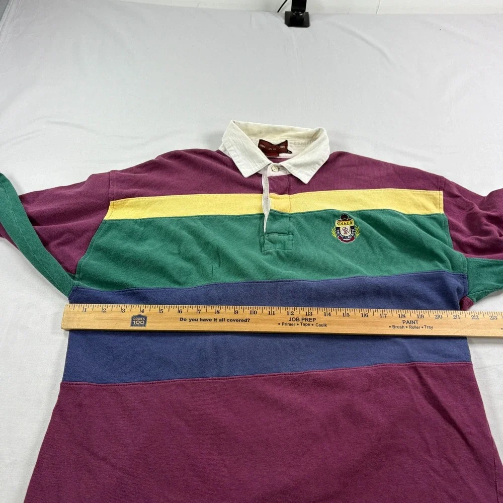 Vintage Chaps Ralph Lauren Rugby Shirt Mens XL Colorblock Long Sleeve 90s